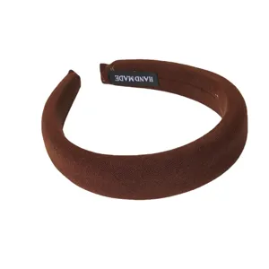 Korean style thick sponge headband for women, versatile brown hair hoop for daily makeup wash.