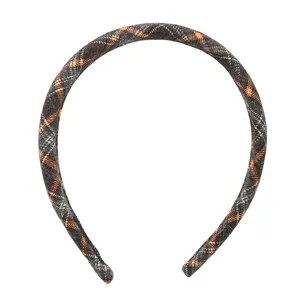 Maillard plaid headband Korean style fluffy padded hair hoop vintage tartan hair accessory