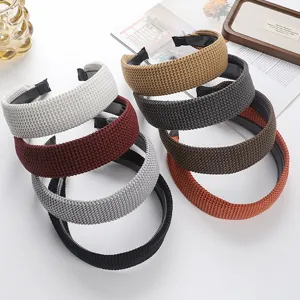 Wide Knit Wool Headband Solid Color Hair Hoop Anti-Slip Hair Accessories Fashion Hair Band Headwear For Women Daily