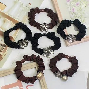 Korean style rhinestone scrunchies set, elegant crystal hair ties for women and girls.
