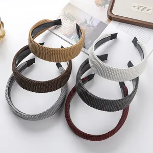 Woven knit headband winter wide hair hoop solid color stylish hair accessory for women.