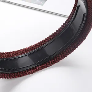 Dark red wide knitted headband featuring internal anti-slip teeth for secure daily wear.
