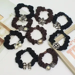 Crystal Rhinestone Hair Scrunchie Luxury Star Floral Hair Rope High Ponytail Elastic Hair Band For Women Accessories