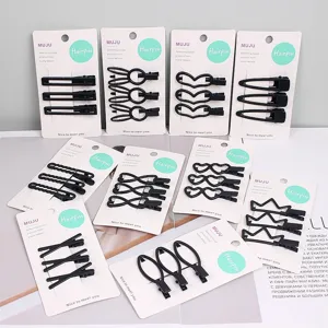 Minimalist Black Metal Hair Clips Geometric Cute Hairpins Set For Women Daily Styling Hair Accessories