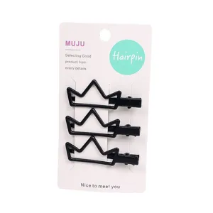 Black metal crown hair clips, 3-pack cute hairpin for women and girls daily styling.