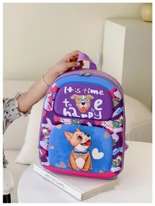 Bonita mochila escolar rígida de dibujos animados para niños ligera morada clara