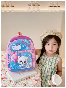 Mochila escolar rigida rosa linda de gato de dibujos animados para ninos viaje ligero detalles