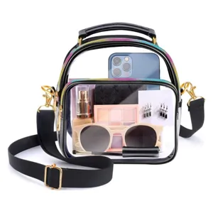 Transparente TPU Umhängetasche für Damen Wasserdichte klare Schultertasche mit Regenbogen Reißverschluss
