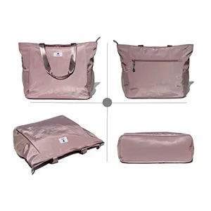 Vue détaillée du sac de sport rose pour fitness et yoga montrant la conception pratique.