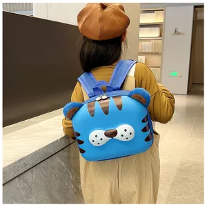 Zaino per bambini tigre blu carino per asilo maschietto e femminuccia, borsa scolastica animale.