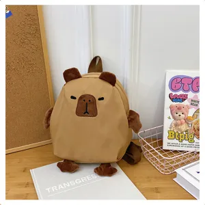Χαριτωμένο σακίδιο πλάτης Capybara βελούδινη τσάντα σχολείου μαλακό casual για φοιτητές
