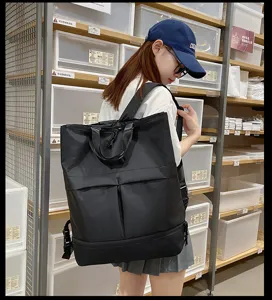 Sac a dos multifonctionnel de grande capacite noir pour hommes et etudiants, sac d'ecole.
