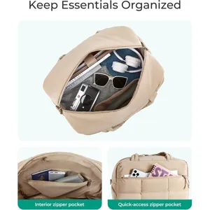 Bolso de viaje acolchado para mujer bolsa de mano fin de semana deporte beige elegante.