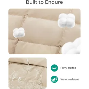 Vista detallada del tejido acolchado para bolso con diseño impermeable y resistente.