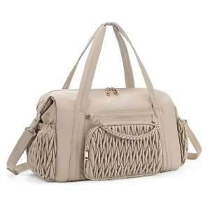 Large Capacity Quilted Travel Duffel Bag Nylon Waterproof Casual Weekender Luggage Tote Bag With Shoulder Strap For Women