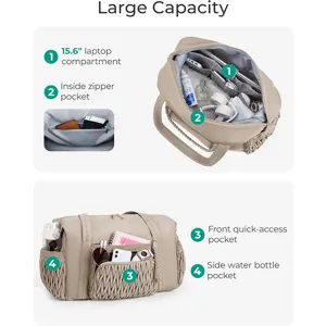 Large capacity quilted travel duffel bag for women, stylish gym tote and carry-on bag.