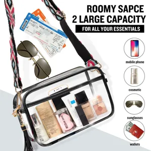 Moderna Borsa a Tracolla Trasparente in PVC Grande Capacità Borsa da Toilette per Donna