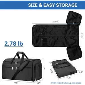 Convertible travel garment bag with suit compartment and duffel design for business trips.