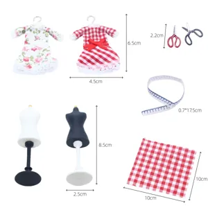 Conjunto de costura de maniquí en miniatura para casa de muñecas escala 1:12 accesorios