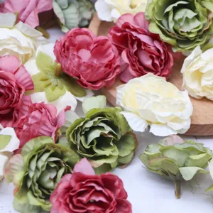 Silk artificial flower heads multi-color small peony tea bud for DIY craft home decor