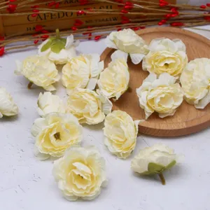 Artificial silk flower heads, 5.0cm small tea bud fake roses for DIY home decor crafts.