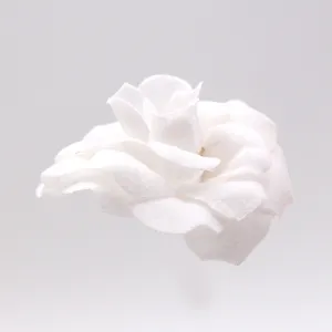 White fabric rose flower head 4.8cm DIY craft wedding apparel corsage decoration
