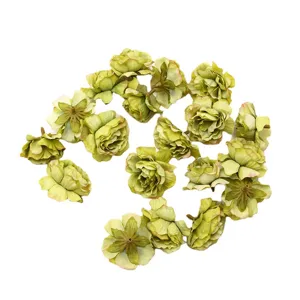 Artificial flower heads silk small rose peony DIY home decor craft accessories 5cm green