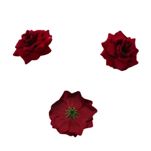 4.8cm velvet artificial rose flower heads for DIY wedding craft clothing and hair decoration