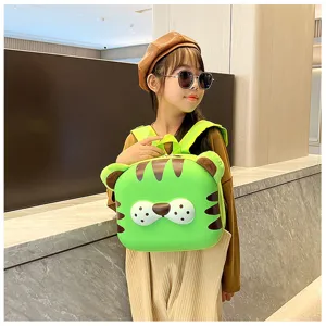 Zaino per bambini con tigre dei cartoni animati, borsa scolare leggera per animali della foresta.