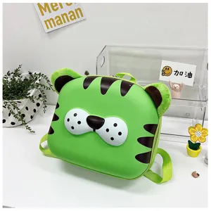 Zaino per bambini a forma di tigre verde dei cartoni animati per asilo nido e scuola