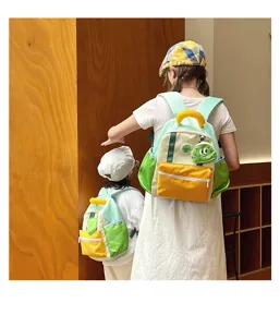 Zaino per asilo color block carino per bambini, borsa scolastica genitore figlio.