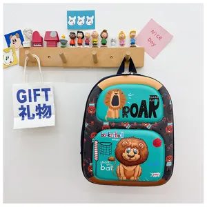 Mochila escolar rígida para niños con diseño de león lindo, bolso ligero y práctico.
