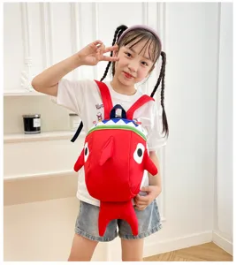 Cute kids cartoon shark backpack, lightweight double strap school bag for boys and girls.