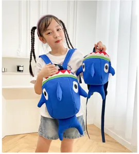 Cute cartoon shark kids backpack, lovely waterproof school bag for boys and girls daily use.