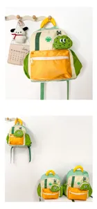 Zaino per bambini a blocchi di colore cartone animato leggero borsa scuola materna con ciondolo.