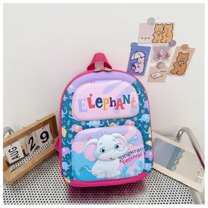 Mochila escolar infantil de carcasa dura de dibujos animados, rosa y azul ligera de viaje.