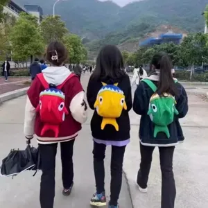 Kids Cartoon Shark Backpack Cute Waterproof Canvas School Bag Lightweight Anti-Lost Daypack For Toddler Boys And Girls