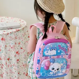 Mochila escolar rígida rosa con bonito diseño de dibujos animados para niños, mochila ligera.