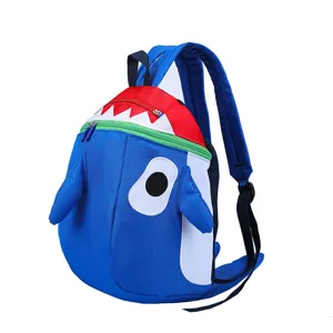 Cute cartoon shark children backpack for boys and girls kindergarten school bag with lovely design.