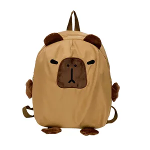 Χαριτωμένο λούτρινο σακίδιο πλάτης Capybara καφέ σχολική τσάντα ζώων για μαθητές και βόλτα