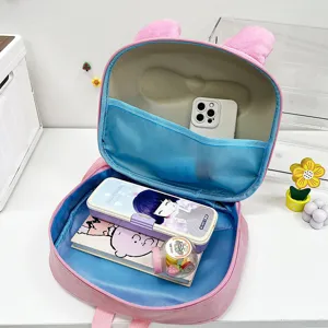 Zaino scolastico per bambini con simpatiche orecchie di coniglio e tasca interna.