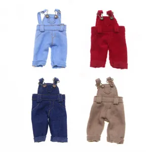 Miniature doll denim overalls set, cute dollhouse clothes for BJD cotton dolls apparel.