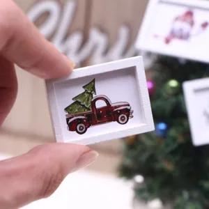 Dollhouse Miniature Christmas Wall Decoration Painting OB11 Living Room Furniture Wooden Mini Photo Frame