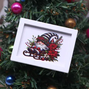 Dollhouse miniature Christmas wall art picture frame for ob11 decoration details