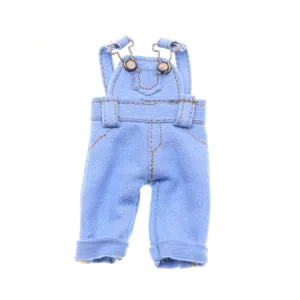 Miniature denim overalls for BJD dolls, cute blue cotton pants for dollhouse toys and dolls.