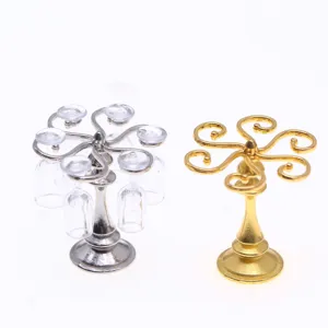 Miniature Dollhouse Wine Glass Rack Alloy Miniature Dollhouse Food Scene Props Model Toy Accessories