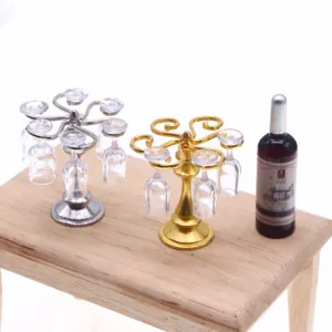 Miniature dollhouse wine glass rack set ob11 micro food play scene model accessories