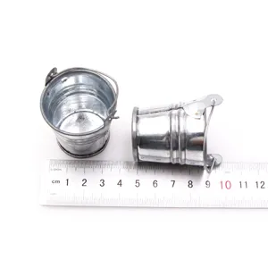 Miniature metal bucket dollhouse accessory tinplate succulent pot small planter decor