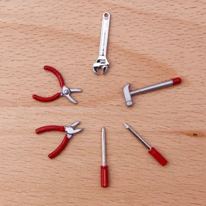 Miniature Alloy Tool Set For Dollhouse Simulation Hand Tools Hammer Pliers Wrench Doll House Decoration Photography Prop