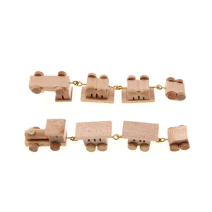 Miniature wooden train detail shot, perfect for dollhouse decoration and micro landscape display.
